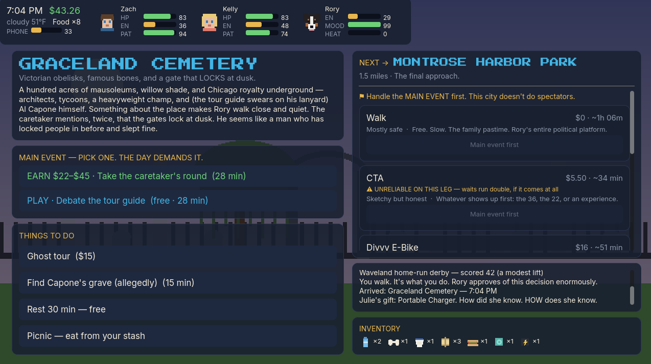 The Graceland Cemetery stop screen